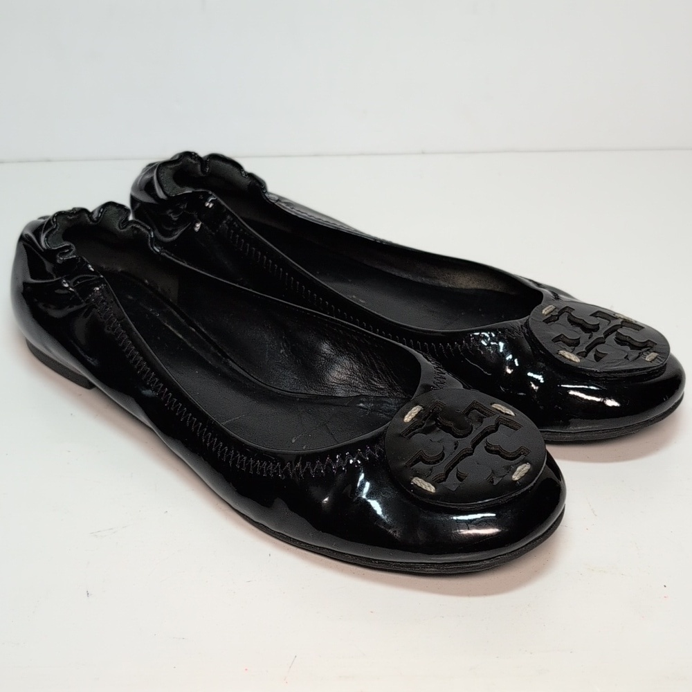 Tory Burch Minnie slip on leather glossy ballerina flats woman's size 7 - Picture 3 of 16